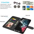 thumbnail image 2 of Njjex for Samsung Galaxy S22 Ultra（6.8"）Wallet Phone Case, Lanyard Flip Card Holder Slot Magnetic PU Leather Purse Kickstand Protective Case, Black, 2 of 7