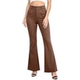 thumbnail image 3 of VBVC Women's Double Button Flare Leg Pants, High Waist Slim Fit Business Trousers For Women, Ladies' Office Work Bell Bottom Pants with Pockets,Coffee,XXS-2XL, 3 of 10