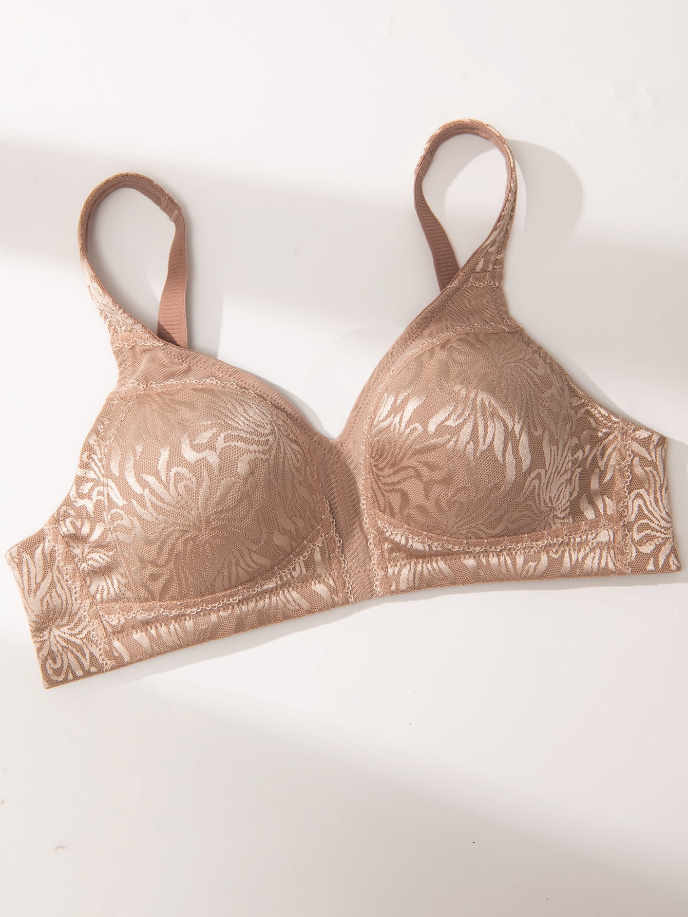 Deyllo Women's Non Padded Wireless Plus Size Full Coverage Minimizer Bra, Toffee 48G