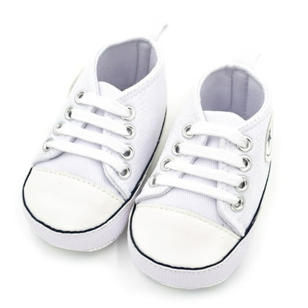 White High Top Converse Kids Unisex Baby Boys Girls Star High Top Sneaker Soft Anti-Slip Sole Newborn Infant First Walkers Canvas Shoes 0-18M ()