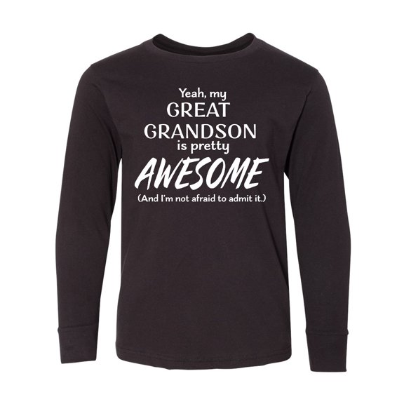 Inktastic Yeah My Great Grandson is Pretty Awesome Long Sleeve Youth T-Shirt