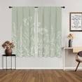 thumbnail image 4 of Sage Green Floral Wildflower Curtains Rustic Botanical Leaves Vintage Flower Herb Farmhouse Rod Pocket Nature Bedroom Living Room Treatment Fabric 2 Panels 42Wx63H Inch, 4 of 6