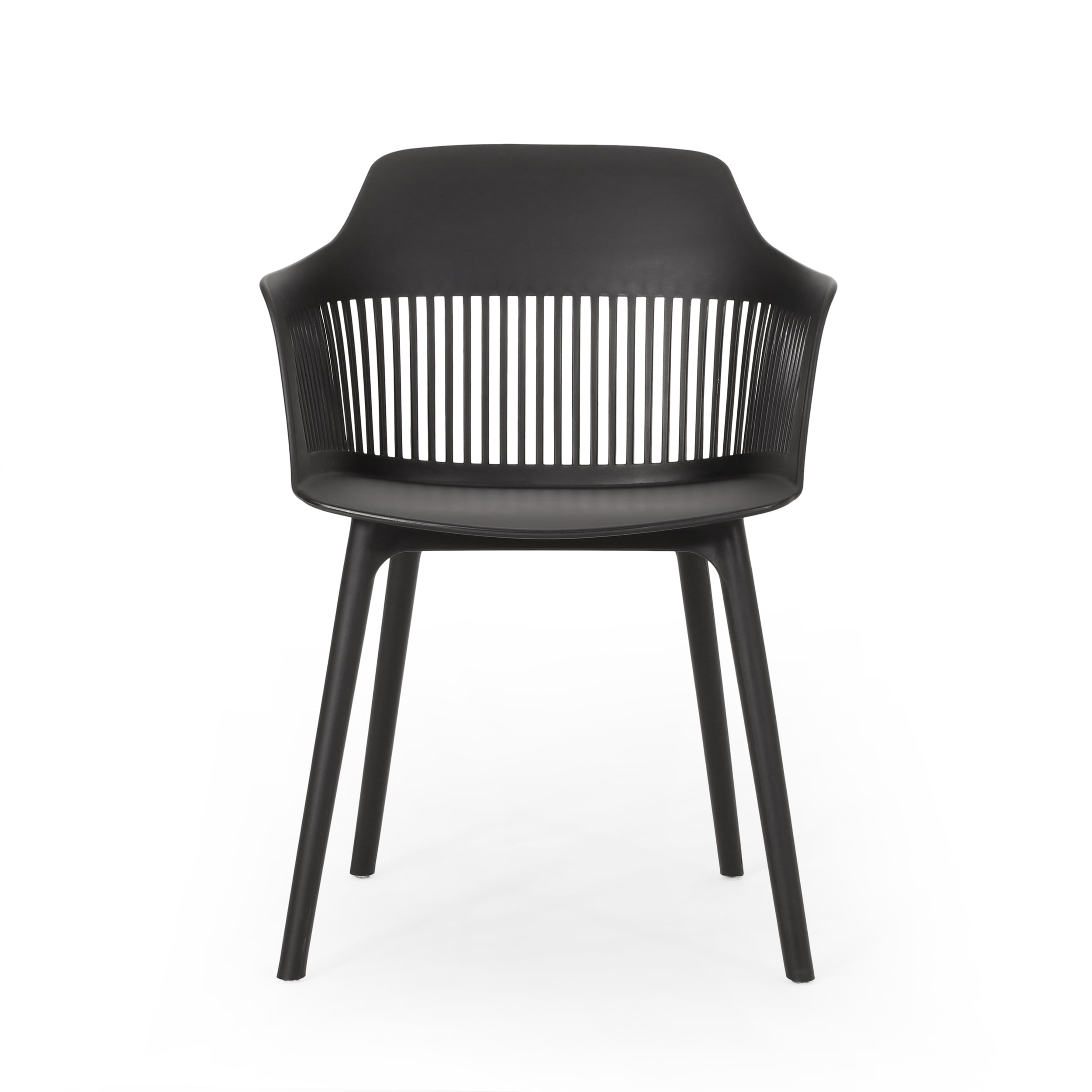 Outdoor Leisure Chair Set of 2, Mixed Plastic Material Household Seats for Patio Garden, Black