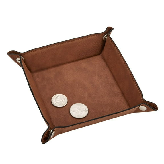 Creative Gifts International 002764 Leatherette Snap Tray, Caramel