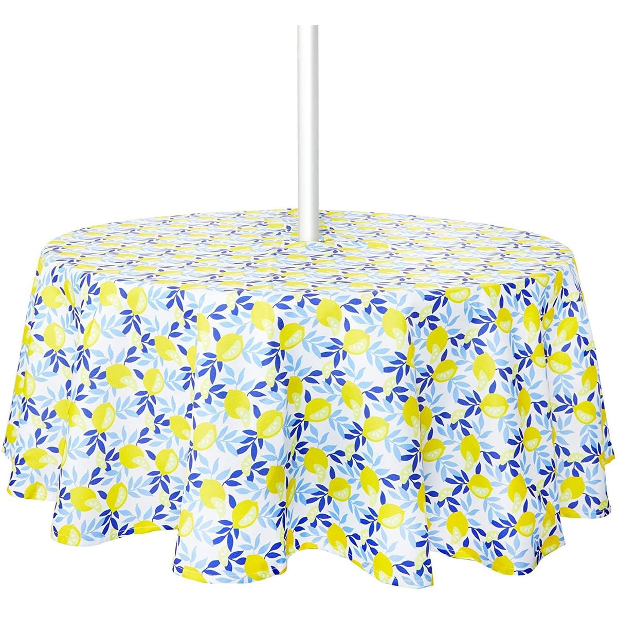 Lemon Plastic Tablecloth Table Cover, Round Picnic Table Cover With Umbrella Hole