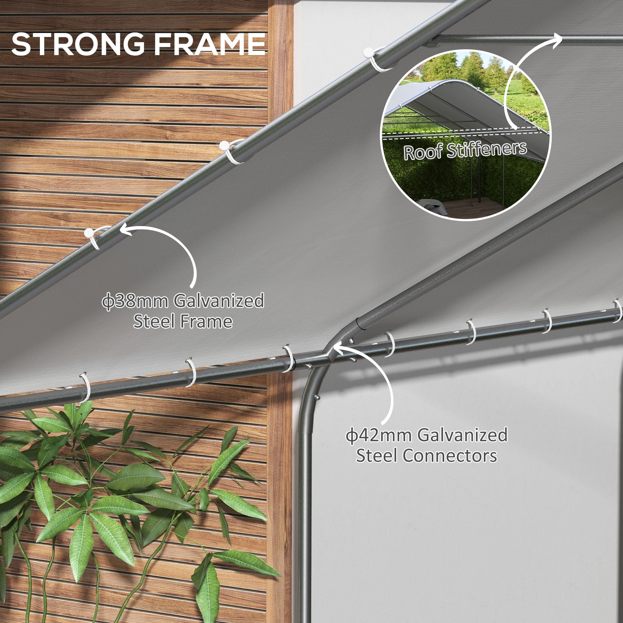 Outsunny 19' x 19.5' Carport Canopy, Heavy Duty Galvanized Steel Portable Garage for Car, Truck, Boat, White PE Shelter for Outdoor Events, Weddings, and Patio Protection