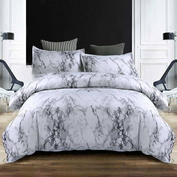 White Marble Duvet Cover Sets Queen, Queen Bed Sets For Teenage Girl