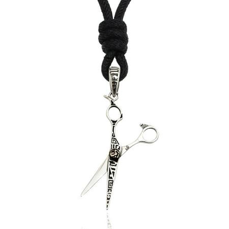 - New Scissors Barber Salon 92.5 Sterling Silver Charm Necklace Pendant Jewelry With Cotton Cord