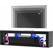ChVans Floating TV Stand for TV's up to 75, Wall Mounted Floating Entertainment Center with LED Lights, Modern Wood TV Cabinet for Living Room, Bedroom,Black