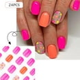 thumbnail image 2 of Press on Nails RUPOFUZA Short Square, acrílico rojo rosa, 24 unidades, 2 of 8