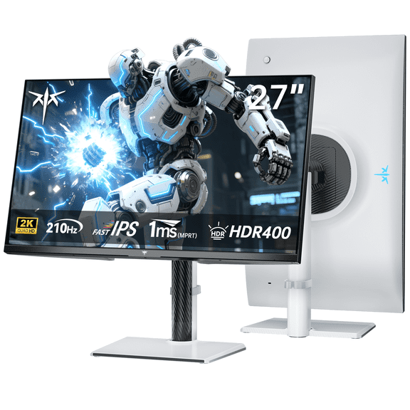 KTC 27 Inch Gaming Monitor 200Hz, 1440P Monitor with Speakers, Up to 210Hz Computer Monitors Fast IPS 1ms, 131% sRGB, Adaptive Sync, Tilt/Swivel/Pivot/Height Adjustment, HDMI DisplayPort, White