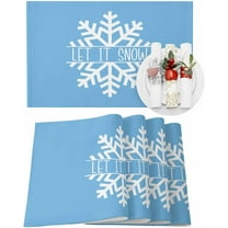 Christmas Placemats Set of 4 Snowflake Hello Winter Christmas Placemats for Dining Table Blue Table Mat Winter Holiday Home Party Kitchen Table Decorations