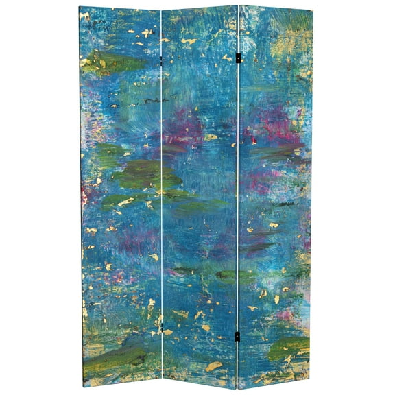 Oriental Furniture 6 ft. Tall River God Canvas Room Divider - 3 Panel