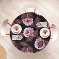 thumbnail image 4 of Ambesonne Flowers Boho Fitted Round Tablecloth, Night Jungle Floral, 36"- 40" Diameter, Dark Purple Blush and Plum, 4 of 5