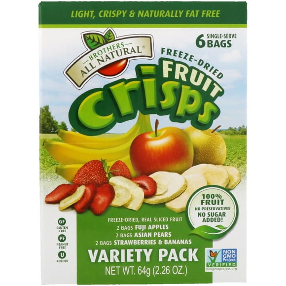 Brothers-All-Natural, Croustilles de Fruits, Assortiment, 6 Sachets à Portion Individuelle, 2,26 oz (64 g)