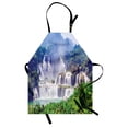 thumbnail image 1 of Nature Apron Waterfall Exotic Tropical Leaves Natural Swimming Pool Water Picture, Unisex Kitchen Bib Apron with Adjustable Neck for Cooking Baking Gardening, Forest Green Pale Blue, by Ambesonne, 1 of 3