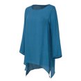 thumbnail image 4 of Camisa de verano suave y sólida para mujer Tallas grandes O cuello Mangas largas Dobladillo irregula Abanopi Azul/5X-grande, 4 of 7
