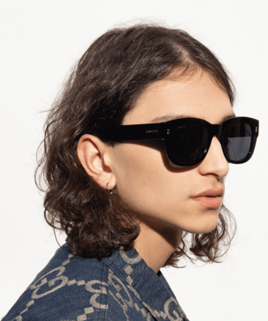Gucci Oversized Black Square Sunglasses 58mm with Gold Cutout