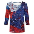 thumbnail image 4 of Lightning Deals of Today 4th of July Shirts for Women 3/4 Length Sleeve Womens Tops Casual Ladies Crew Neck Blouses USA Flag Stars Stripes Three Quarter Length Shirts 2024, 4 of 4