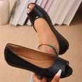 thumbnail image 6 of Women's Peep Toe Ballet Flats with Bow, Slip-On Casual Shoes, 6 of 8