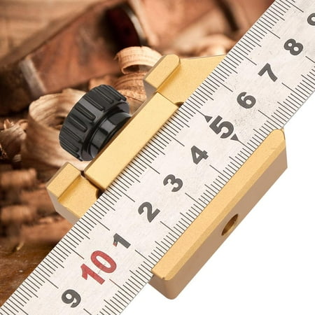 

Tebru Woodworking Ruler Locator Aluminum Alloy 45 Degrees Angle Line Caliber Ruler Locator Ruler Block Gauge Wood Scribe Tool