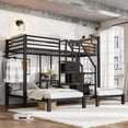 thumbnail image 2 of Newest Twin Over Twin Triple Metal Bunk Bed, Heavy-Duty 3-Bed Frame with Storage Stair Drawers for Bedroom, Black, 2 of 13