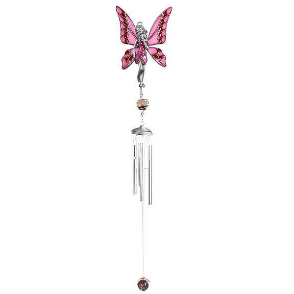 FC Design 28" Long Pink Fairy Pewter Gem Wind Chime Statue Sculpture Ornament Decoration Home/Room/Garden Decor and Unique Gift Ideas for Housewarming, Holidays and Birthdays