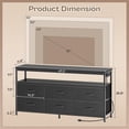 thumbnail image 3 of TV Stand Dresser with Power Outlets and LED Lights, 47 Inch Entertainment Center for 55, 50, 43 Inch TV, 6 Drawer Dresser for Bedroom, Chest of Drawers with Open Shlef, PU Leather, Black, 3 of 9