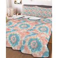 thumbnail image 3 of Quilts Twin Size, Teal Orange Soft Comforter Bedding Set for Bed, Modern Tie Dyeing Contemporary Abstract Art Lightweight Quilted Bedspread with Pillow Cover(2 Pieces) for All Season, 68x86 Inch, 3 of 6