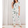 thumbnail image 4 of Ropa De Salón, Conjunto De Pijamas De Cuello Redondo Amigables Con La Piel Estampado Elegante Pantalones Largos Casuales Transpirables Cómodos Para El Hogar ANGGREK Otros, 4 of 6