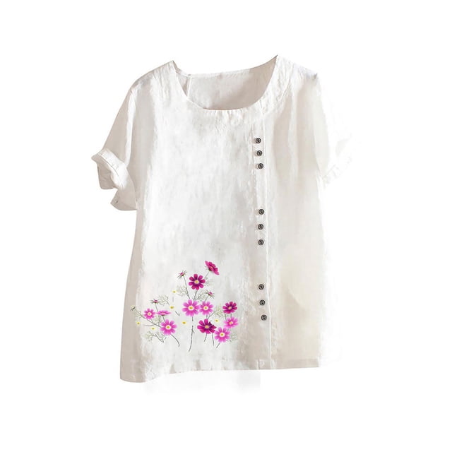 Camisetas de Manga Corta para Mujeres, Camiseta de Manga Corta Impresa Casual Hecha de 95% Poliéster 5% Spandex para Todas las Estaciones, Camisetas de Manga Corta para Mujeres