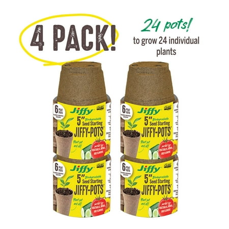 Jiffy Organic Seed Starting Peat Pots - Biodegradable, Breathable - 4 Pack, 5" Diameter