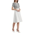 thumbnail image 4 of INSPIRE CHIC Women's Striped Sweater Dress 2025 Summer Short Sleeve Knit Flare Dresses S Black, 4 of 5