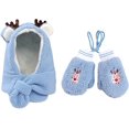 thumbnail image 1 of Conjunto de gorro y guantes de invierno para niños, forro polar cálido de felpa para bebé, lindas orejas de animales, gorro navideño de bosque, capucha, bufanda, manoplas de 3 a 8 años JAMW Sencillez, 1 of 5