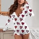 thumbnail image 1 of ICHUANYI Liquidación Mujer Sexy Deep V-cuello Shorts Medias de manga larga Sexy Pijama Onesie ICHUANYI WER202308171330, 1 of 5