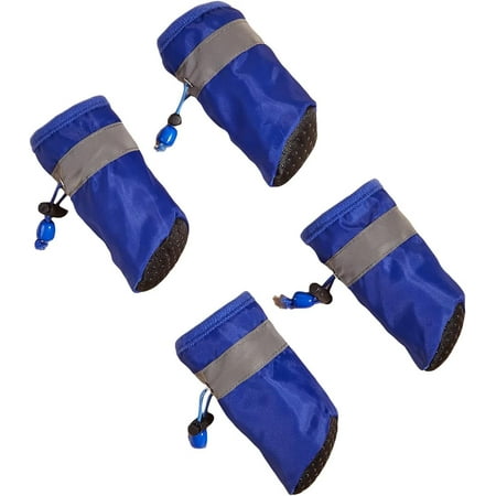 4pcs Dog Boots Dog Shoes Small Dog Puppy Shoes for Hot Pavement Summer Winter Outdoor Paw Protectors with Anti-Slip Sole Blue L