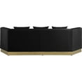 thumbnail image 3 of Maklaine Contemporary Velvet/Stainless Steel Sofa in Black/Brushed Gold, 3 of 5