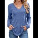 thumbnail image 1 of Camisetas de Larga para Mujer, Cuello en V, Suaves, Básicas, Holgadas, Informales, A Azul L, 1 of 9