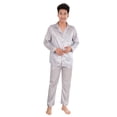 thumbnail image 2 of Cheers.US Men Faux Silk Satin Long Sleeve Sleepwear Pajamas Set Loungewear Night Gown, 2 of 7