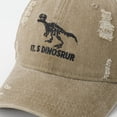 thumbnail image 5 of CAUYDY Kids Boy Dinosaur Washed Baseball Cap Toddler 4T 5T 6T 7T 8T Baby Boys Embroidered Distressed Baseball Cap Cartoon Childrens Hat (Sizes 3-8 Years,F02-Khaki), 5 of 7