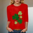 thumbnail image 2 of felwors Womens 3/4 Sleeve Crew Neck Valentine T Shirts Love Heart Printed Graphic Tee Tops (Red, XXL), 2 of 8