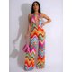 thumbnail image 5 of Mono sexy con escote en V profundo estampado para mujer, elegante, con cuello halter, espalda descubierta, sin mangas, trajes de fiesta, monos de una pieza con pierna ancha, estilo bohemio, 5 of 5