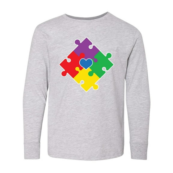 Inktastic Autism Awareness Month Puzzle Long Sleeve Youth T-Shirt