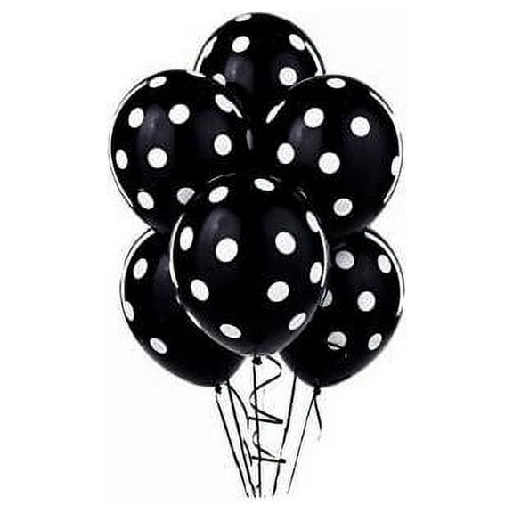 12 Black and White Polka Dot Balloons!