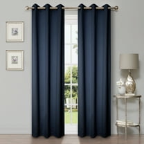 BNM Shimmer Blackout Curtains, Set of 2, 42" x 96", Navy Blue