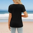 thumbnail image 6 of Fanxing Women's Front Twist Tunic Tops Petal Short Sleeve Round Neck T Shirt Casual Loose Fitted Summer Top Black,XXL, 6 of 8