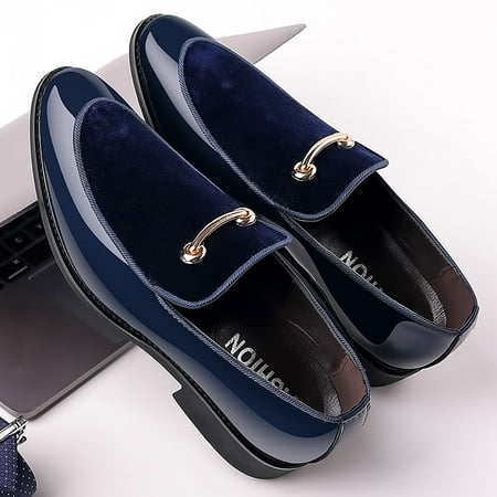 Gubotare Oxford Shoes for Men Men s Dress Shoes Formal Cap Toe Oxford Men s Memory Foam Slip Resistant (Blue 10)