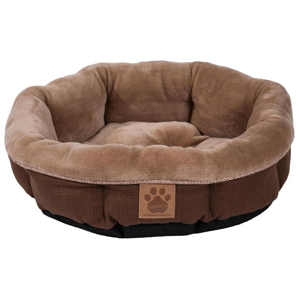Precision Snoozzy Rustic Elegance Round Shearling Pet Bed Brown Walmart Com Walmart Com