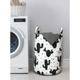 thumbnail image 3 of Cactus Laundry Bag, Monochrome Saguaro Succulent Botanical Continuous Pattern Plain Background, Basket with Handles Drawstring Closure for Laundromats, 13" x 19", Charcoal Grey White, by Ambesonne, 3 of 4