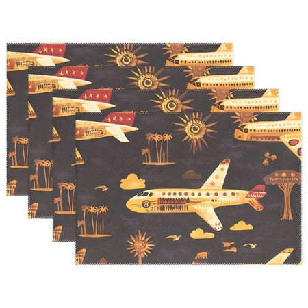 

Ryvnso Placemats Set of 4 Totem Airplane Dining Mats Heat-Resistant Non-Slip Washable Table Mat